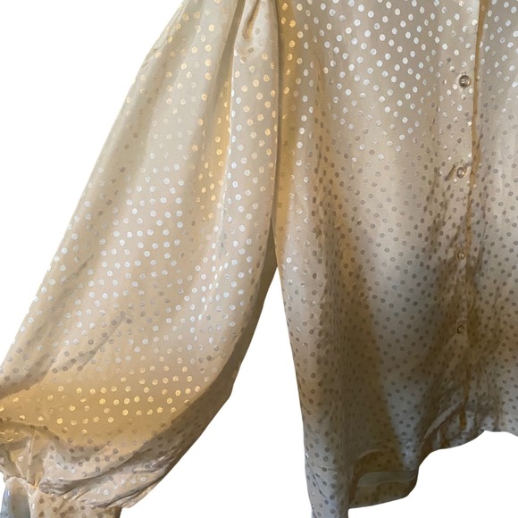 COS COB Womens Cream Polka Dot Button Up Blouse Size 18 Puff Sleeve - Picture 4 of 9